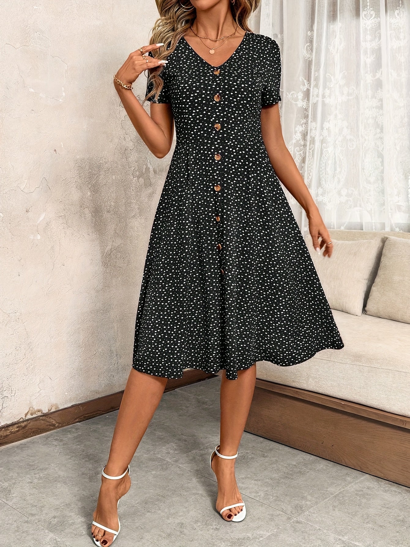 Polka Dot | V-Neck Dress